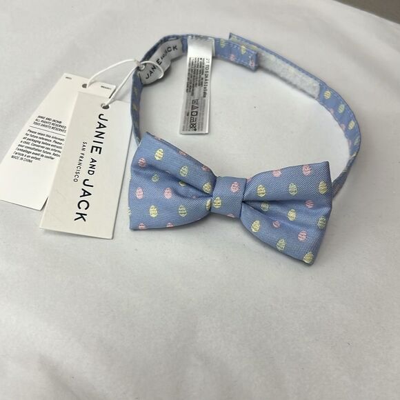 Janie and Jack Blue Easter Egg Embroidered bow tie size 2 to 5 NWT - Picture 3 of 6